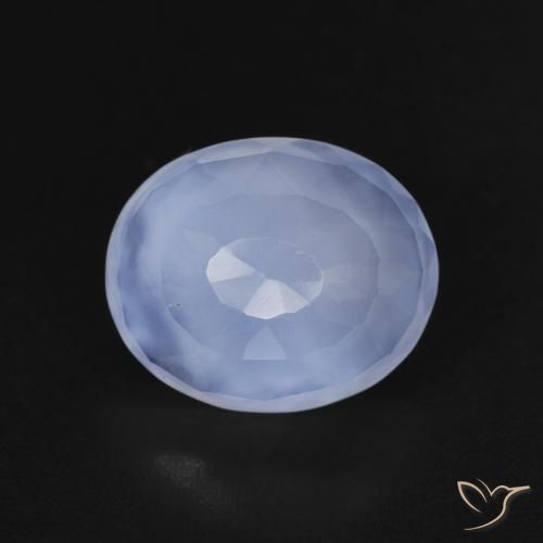 3.18ct 天然 紫蓝色 玉髓, 椭圆形, 透明