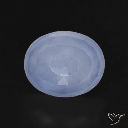 3.65ct 天然 紫蓝色 玉髓, 椭圆形, 透明