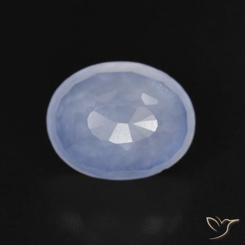 2.84ct 天然 紫蓝色 玉髓, 椭圆形, 透明