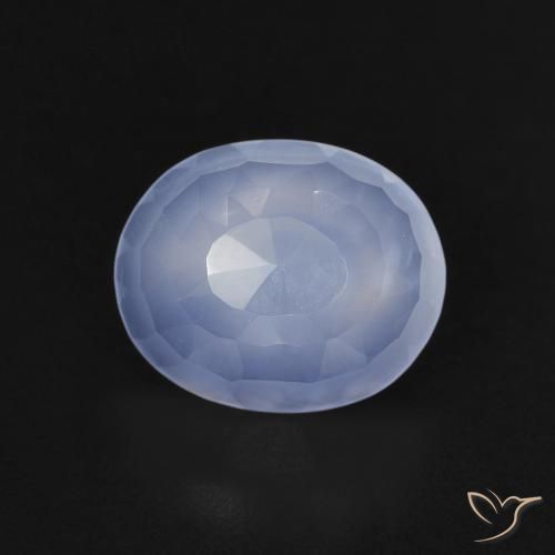 2.28ct 天然 紫蓝色 玉髓, 椭圆形, 透明