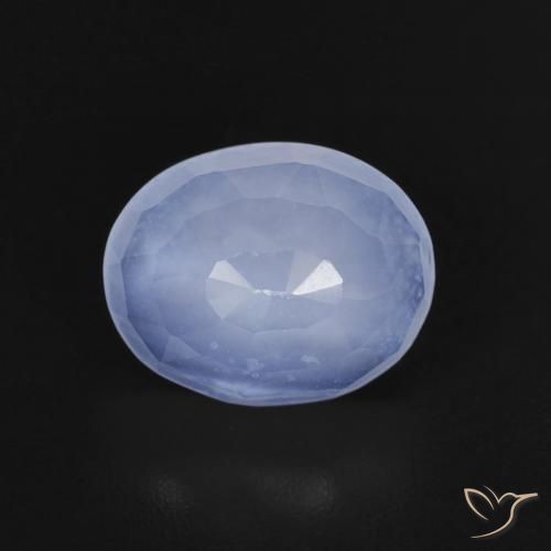 2.34ct 天然 紫蓝色 玉髓, 椭圆形, 透明