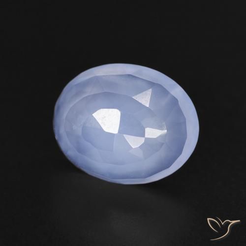 2.48ct 天然 紫蓝色 玉髓, 椭圆形, 透明