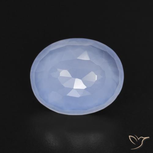 2.96ct 天然 紫蓝色 玉髓, 椭圆形, 透明