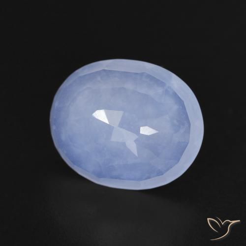 3.04ct 天然 紫罗兰蓝色 玉髓, 椭圆形, 透明