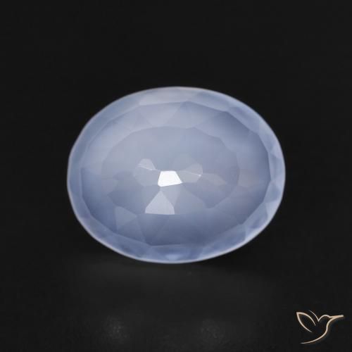 2.52ct 天然 紫蓝色 玉髓, 椭圆形, 透明