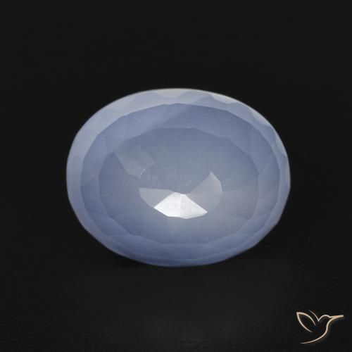 2.78ct 天然 紫蓝色 玉髓, 椭圆形, 透明