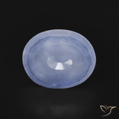 2.35ct 天然 紫蓝色 玉髓, 椭圆形, 透明