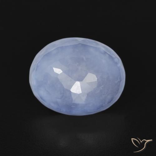 2.34ct 天然 紫蓝色 玉髓, 椭圆形, 透明