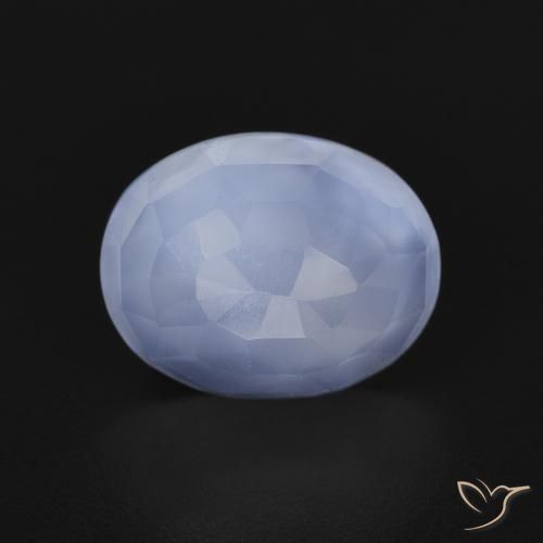 2.56ct 天然 紫蓝色 玉髓, 椭圆形, 透明