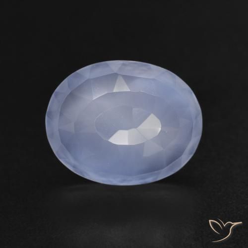 2.54ct 天然 紫蓝色 玉髓, 椭圆形, 透明