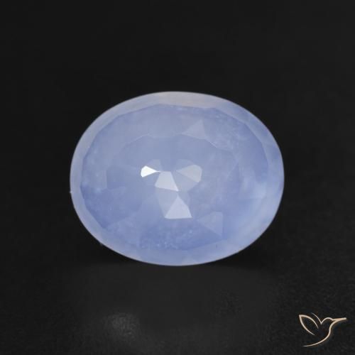 2.67ct 天然 紫蓝色 玉髓, 椭圆形, 透明