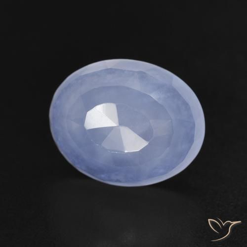2.87ct 天然 紫蓝色 玉髓, 椭圆形, 透明