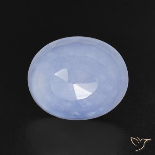 3.46ct 天然 紫罗兰蓝色 玉髓, 椭圆形, 透明