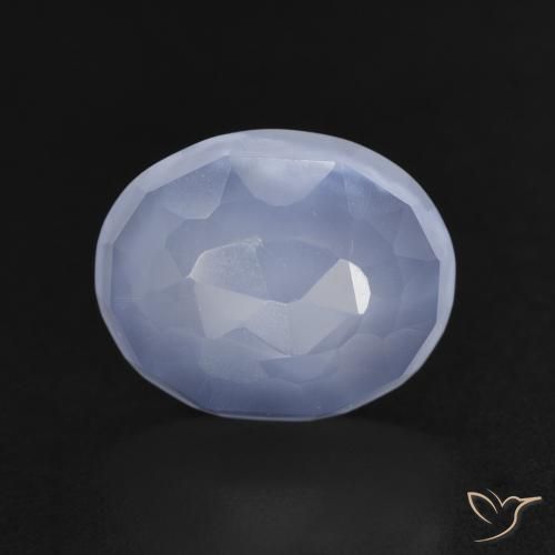 3.44ct 天然 紫蓝色 玉髓, 椭圆形, 透明