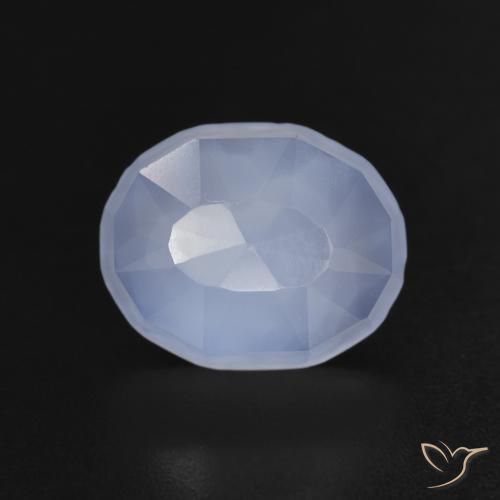3.22ct 天然 紫蓝色 玉髓, 椭圆形, 透明