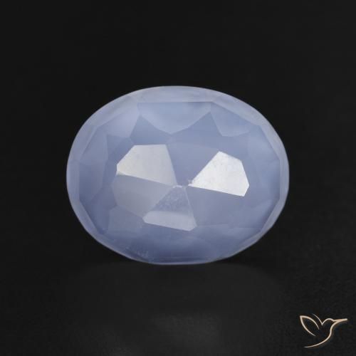 3.60ct 天然 紫蓝色 玉髓, 椭圆形, 透明
