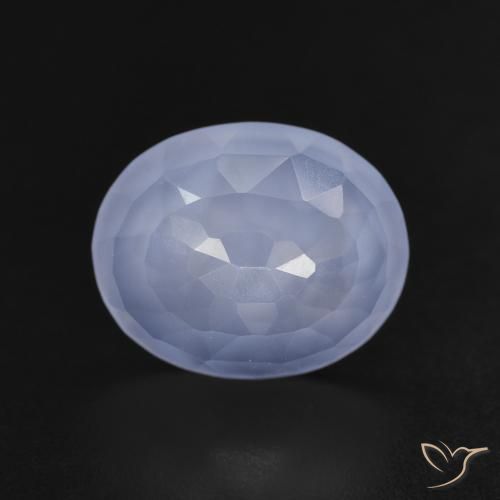 3.32ct 天然 紫蓝色 玉髓, 椭圆形, 透明