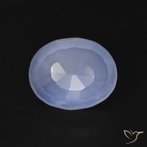 3.54ct 天然 紫蓝色 玉髓, 椭圆形, 透明