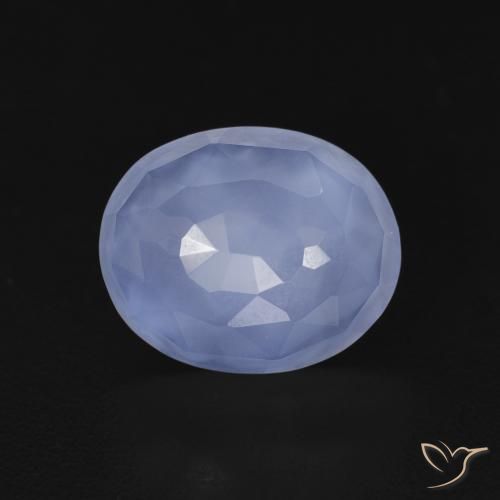 3.42ct 天然 紫蓝色 玉髓, 椭圆形, 透明