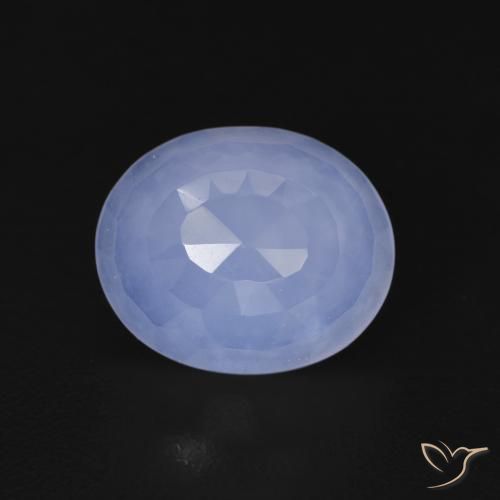 3.56ct 天然 紫蓝色 玉髓, 椭圆形, 透明