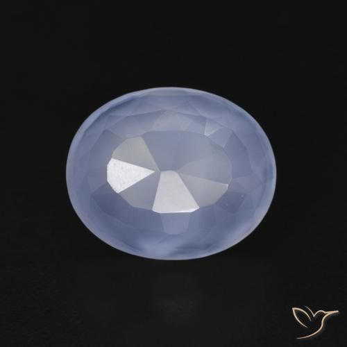 3.60ct 天然 紫蓝色 玉髓, 椭圆形, 透明