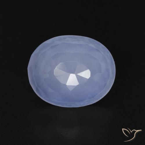 3.34ct 天然 紫蓝色 玉髓, 椭圆形, 透明