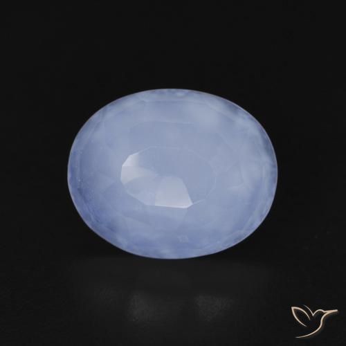 2.98ct 天然 紫蓝色 玉髓, 椭圆形, 透明