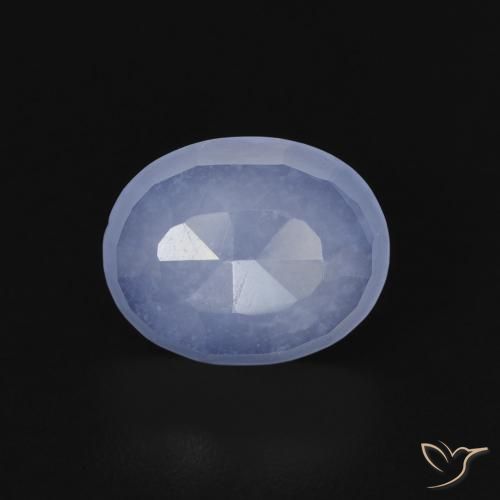 2.56ct 天然 紫蓝色 玉髓, 椭圆形, 透明