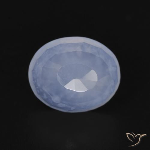 3.91ct 天然 紫蓝色 玉髓, 椭圆形, 透明