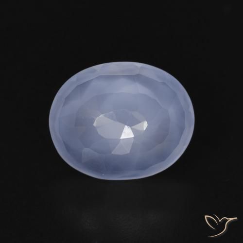3.11ct 天然 紫蓝色 玉髓, 椭圆形, 透明