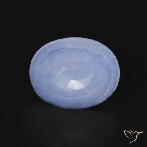2.66ct 天然 紫蓝色 玉髓, 椭圆形, 透明