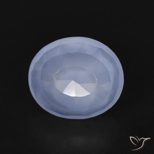 3.03ct 天然 紫蓝色 玉髓, 椭圆形, 透明