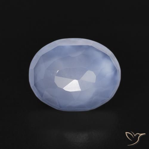2.57ct 天然 紫蓝色 玉髓, 椭圆形, 透明