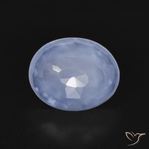 2.34ct 天然 紫蓝色 玉髓, 椭圆形, 透明