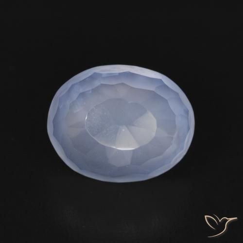 2.63ct 天然 紫蓝色 玉髓, 椭圆形, 透明