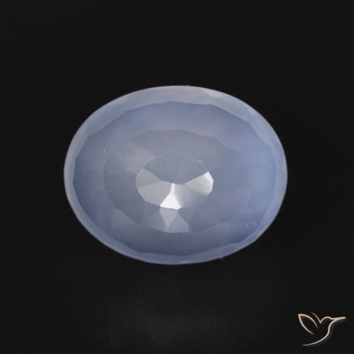 2.73ct 天然 紫蓝色 玉髓, 椭圆形, 透明