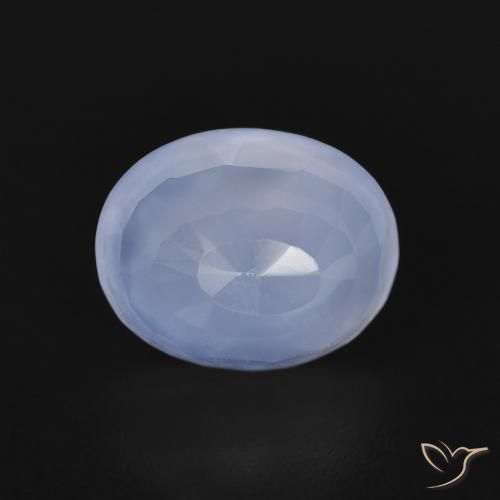 2.73ct 天然 紫蓝色 玉髓, 椭圆形, 透明