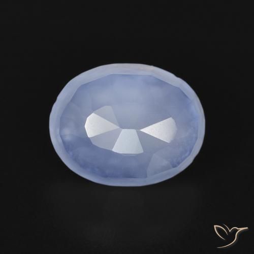 2.56ct 天然 紫蓝色 玉髓, 椭圆形, 透明