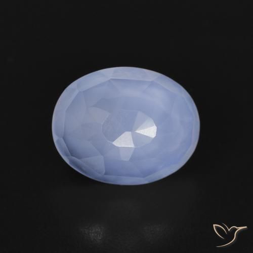 2.83ct 天然 紫蓝色 玉髓, 椭圆形, 透明