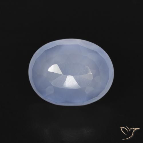 2.68ct 天然 紫蓝色 玉髓, 椭圆形, 透明