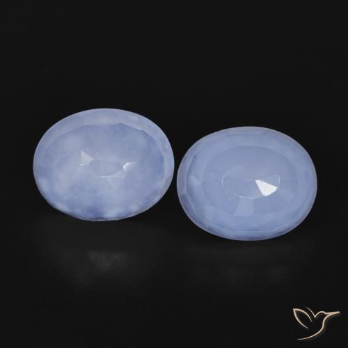 4.89ctw 天然 浅蓝色 玉髓, 椭圆形, 透明
