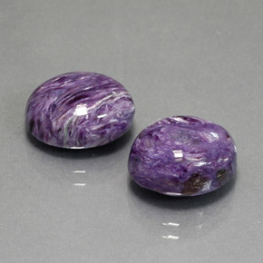 天然紫罗兰色查罗石，椭圆形切割，12.1×9.9毫米，不透明