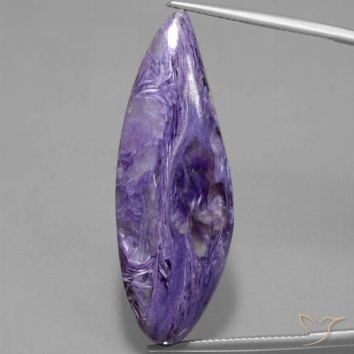 36.05ct 天然 中深紫 硅藻土, 榄尖形, 不透明