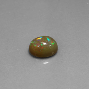 1.03克拉天然多色巧克力欧泊，透明，8×6.2毫米，透明/半透明