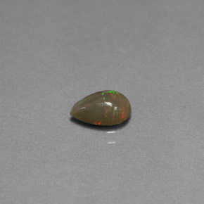 0.61克拉天然多色巧克力欧泊，梨形，8×5毫米，不透明
