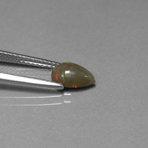 0.61克拉天然多色巧克力欧泊，梨形，8×5毫米，不透明