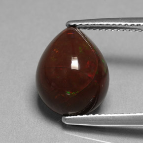 5.45克拉天然多色巧克力欧泊，梨形，13.4×10.2毫米，不透明