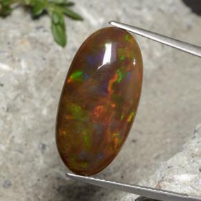 7.66克拉天然多色巧克力欧泊，椭圆形切割，23.1×11.9毫米，不透明