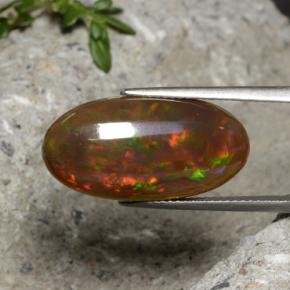 7.66克拉天然多色巧克力欧泊，椭圆形切割，23.1×11.9毫米，不透明