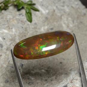 7.66克拉天然多色巧克力欧泊，椭圆形切割，23.1×11.9毫米，不透明